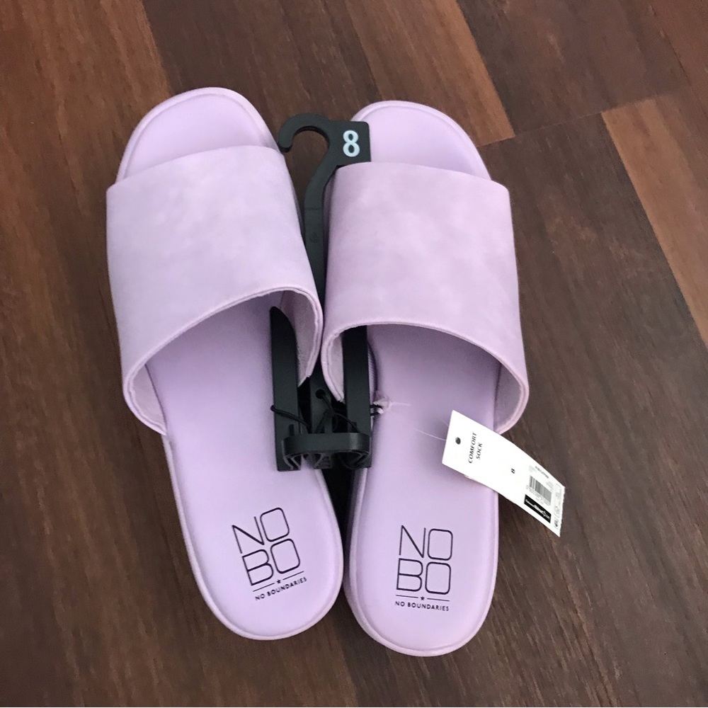 No Boundaries 2.5" Flatform Purple Wedge Sandals NWT - Picture 5 of 5